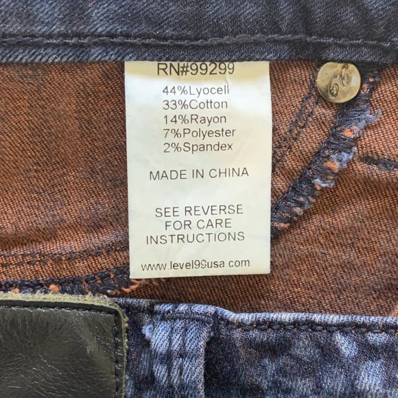 LEVEL 99 Janice Ultra Skinny Snake Skin Print Blue Jeans 26 - Picture 6 of 6